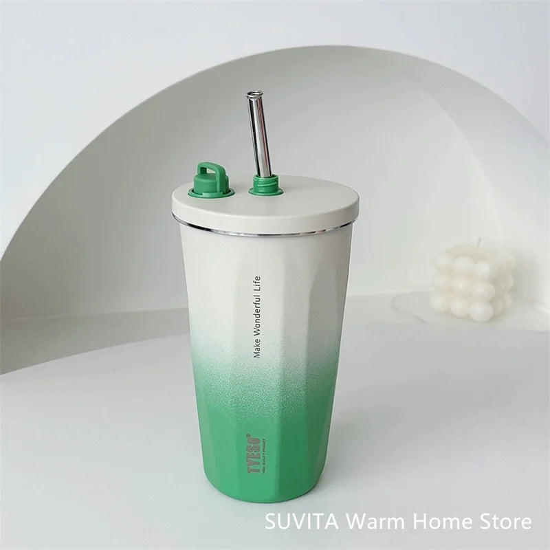 Tyeso Gradient Thermos Cup With Straw