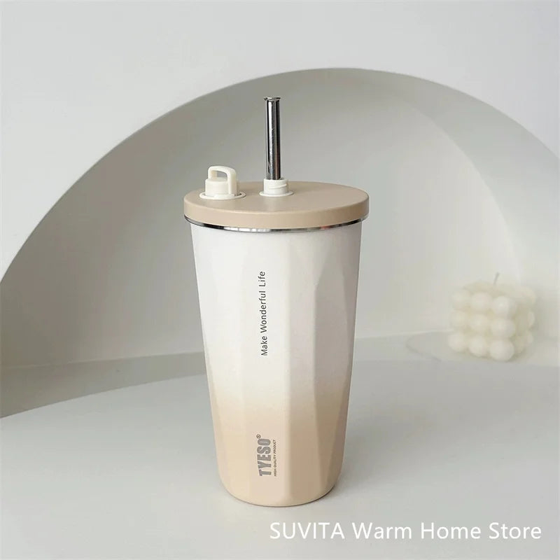 Tyeso Gradient Thermos Cup With Straw