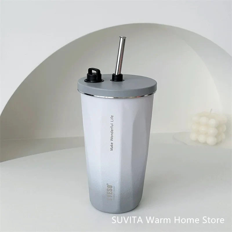 Tyeso Gradient Thermos Cup With Straw