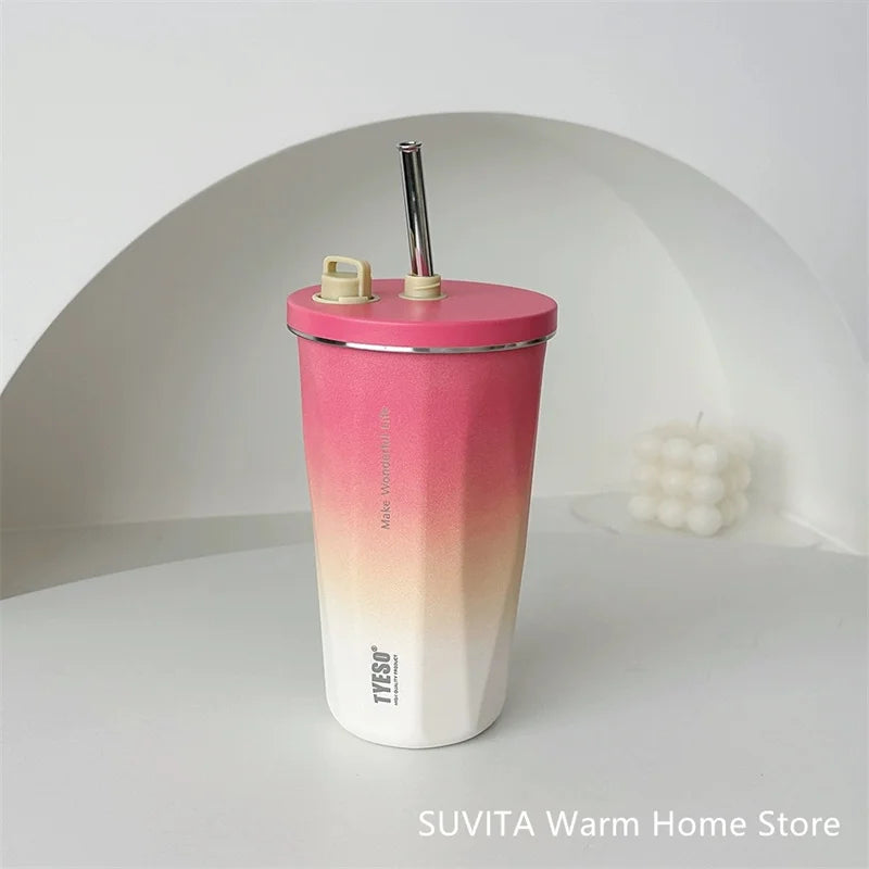 Tyeso Gradient Thermos Cup With Straw