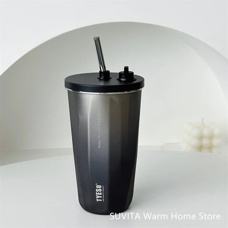 Tyeso Gradient Thermos Cup With Straw