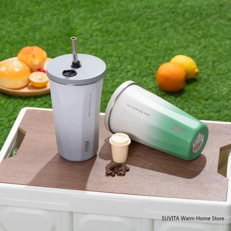 Tyeso Gradient Thermos Cup With Straw