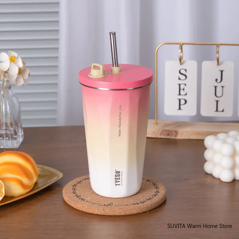 Tyeso Gradient Thermos Cup With Straw